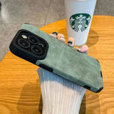 Matte Leather Silicone Phone Case for iPhone 15, 16, 12, 11, 14 Pro Max – Lens Protection Full Cover