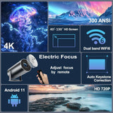 HY300 Plus Projector – Android 4K 1280x720P Video Cinema Portable Outdoor Projector