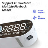 Quiet Wireless Bluetooth Speaker Alarm Clock – RGB TWS USB LED Mirror Digital Clock for Home