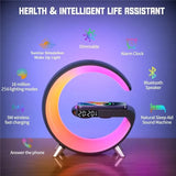 Smart Light & Wireless Charger Desk Lamp – Bluetooth Speaker with Ambient Color Night Light