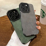 Matte Leather Silicone Phone Case for iPhone 15, 16, 12, 11, 14 Pro Max – Lens Protection Full Cover