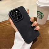 Matte Leather Silicone Phone Case for iPhone 15, 16, 12, 11, 14 Pro Max – Lens Protection Full Cover