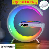 Smart Light & Wireless Charger Desk Lamp – Bluetooth Speaker with Ambient Color Night Light