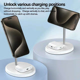 Upgraded 30W Magnetic 2-in-1 Wireless Charging Stand – Fast Charger for iPhone and AirPods