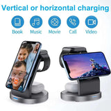 3-in-1 Magnetic Wireless Charging Stand – Fast Charging Dock for iPhone, iWatch, and AirPods with MagSafe