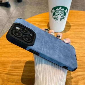 Matte Leather Silicone Phone Case for iPhone 15, 16, 12, 11, 14 Pro Max – Lens Protection Full Cover