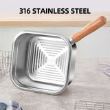 Stainless Steel Frying Pan – 2500ML Portable Cooking Pot, Deep Fryer & Steamer for Gas and Electric Stoves