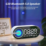 Quiet Wireless Bluetooth Speaker Alarm Clock – RGB TWS USB LED Mirror Digital Clock for Home