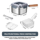 Stainless Steel Frying Pan – 2500ML Portable Cooking Pot, Deep Fryer & Steamer for Gas and Electric Stoves