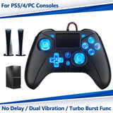 Wired RGB Gamepad Controller – Compatible with PS5/PS4/PC, Dual Vibration, Turbo, Touchpad