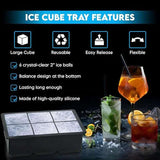 Silicone Ice Cube Tray Mold – Large, Food-Grade, Jumbo Square Tray for DIY Ice Maker