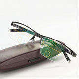 Transition Photochromic Progressive Multi Focus Reading Glasses Varifocal No Line Gradual Lens +Rx Farsighted from 0 to +300 - Techngeek