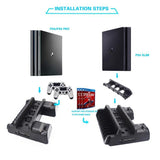 3 in 1 Vertical Stand For PS4/PS4 Slim/PS4 PRO With Dual Controller Charger Station - Techngeek