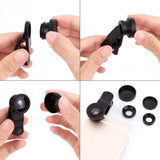 Universal Clip 3 in 1 HD Fish Eye Camera Macro Wide Angle Phone Lens For iPhone and Android