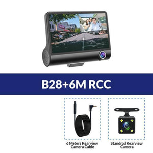 E-ACE Dashcam B28 Car DVRs 4 Inch Car Camera FHD 1080P Auto Recorder Dash Cam 3 Camera lens Registrator with Rear View Camera - Techngeek