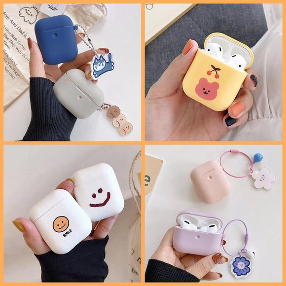 AirPods Case Cute Cartoon Bear Earphone Cases For AirPods 2 ins Style Cat Dog Flower Pendant Soft Silicone Protect Cover - Techngeek
