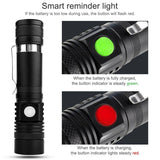 LED Flashlight 2000LM Q5 Mini LED Flashlight COB Torch AA/14500 Adjustable Zoom Focus Torch USB T6 Flash Light 18650 Penlight - Techngeek