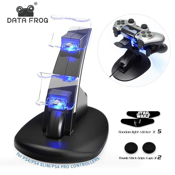 Data Frog LED Dual USB Charging Dock Charger Controller Game Controller Stand Holder For Sony PS4 PlayStation 4/PS4 Slim/PS4 Pro - Techngeek