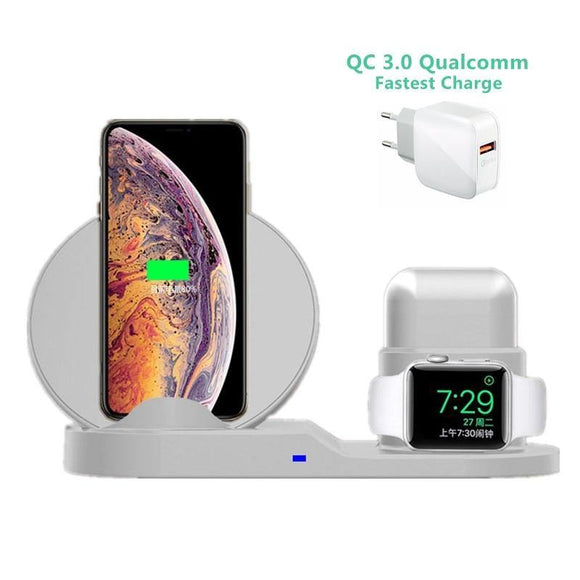 3 in 1 10W Fast Wireless Charger Dock Station Fast Charging For iPhone Apple Watch AirPods Android - Techngeek