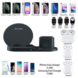 3 in 1 10W Fast Wireless Charger Dock Station Fast Charging For iPhone Apple Watch AirPods Android - Techngeek