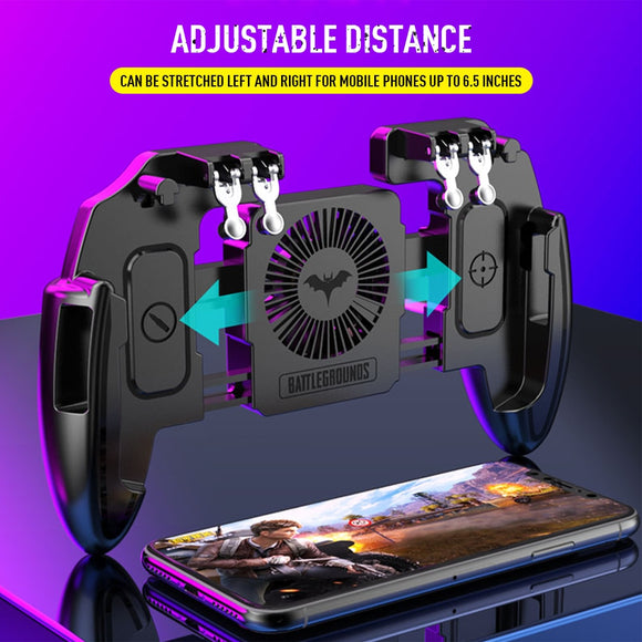 Mobile Joystick Controller Turnover Button Gamepad for iOS Android Six 6 Finger Operating Gamepad With Cooling Fan
