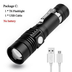 LED Flashlight 2000LM Q5 Mini LED Flashlight COB Torch AA/14500 Adjustable Zoom Focus Torch USB T6 Flash Light 18650 Penlight - Techngeek