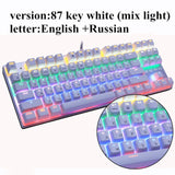 Mechanical Keyboard 87 keys Blue Switch Gaming Keyboards for Tablet Desktop  Russian sticker