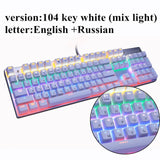 Mechanical Keyboard 87 keys Blue Switch Gaming Keyboards for Tablet Desktop  Russian sticker