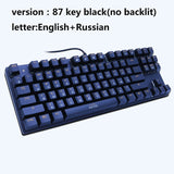 Mechanical Keyboard 87 keys Blue Switch Gaming Keyboards for Tablet Desktop  Russian sticker