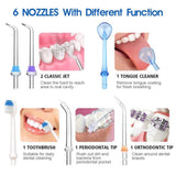 Oral Irrigator USB Rechargeable Portable Dental Water Floss 5 Modes 300ml Irrigator Dental Teeth Cleaner + 5 Jet Tip & Bag - Techngeek