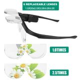 Adjustable 2 Lens Loupe LED Light Headband Magnifier Glass LED Magnifying Glasses With Lamp 1.5X20x2.5X3.5X4.0X4.5X