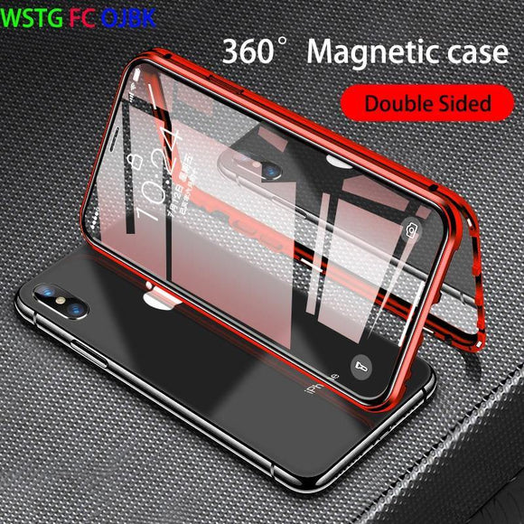Metal Magnetic Adsorption Case For iPhone with Double Sided Tempered Glass - Techngeek
