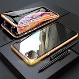 Metal Magnetic Adsorption Case For iPhone with Double Sided Tempered Glass - Techngeek