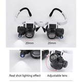 Magnifying glass Glasses loupes Magnifier eyewear with LED lighting Watch Repair 8x 15x 23X Dual Eye Jewelry Loupe Lens new - Techngeek