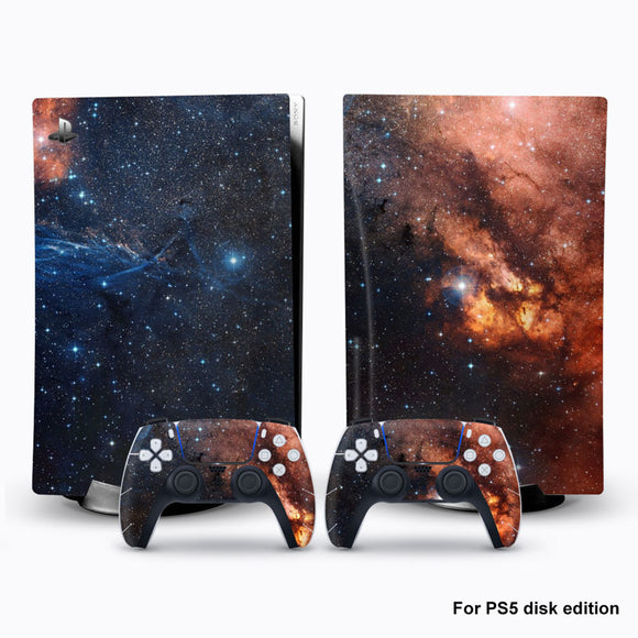 Glaxy Sticker For PS5 Console Disk Edition Carbon Fiber Skin Decal Cover  for PlayStation 5 Console and 2 Controllers