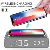 Fast Wireless Charger LED Alarm Clock Phone Wireless Charger Charging Pad Thermometer For IPhone and Android