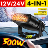 4 IN 1 12V/24V 120W Car Heater Electric Cooling Heating Fan Portable Electric Dryer Windshield Defogging Demister Defroster