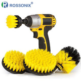 3Pcs/Set Electric Scrubber Brush Drill Brush Kit Plastic Round Cleaning Brush For Carpet Glass Car Tires Nylon Brushes 2/3.5/4in