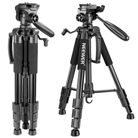 Portable 56 inches/142cm Aluminum Camera Tripod 3-Way Swivel Pan Head+Carrying Bag for Canon Nikon Sony DSLR Camera