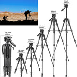 Portable 56 inches/142cm Aluminum Camera Tripod 3-Way Swivel Pan Head+Carrying Bag for Canon Nikon Sony DSLR Camera