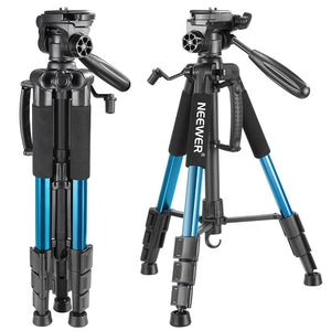 Portable 56 inches/142cm Aluminum Camera Tripod 3-Way Swivel Pan Head+Carrying Bag for Canon Nikon Sony DSLR Camera